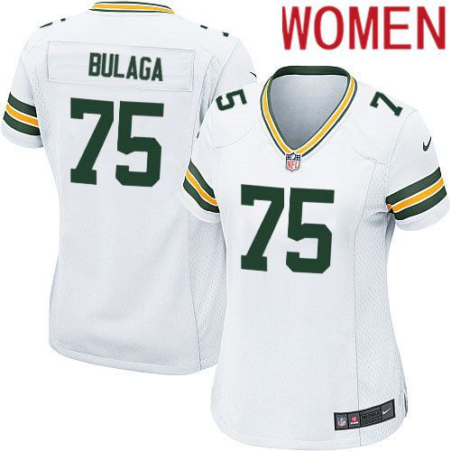 Women Green Bay Packers #75 Bryan Bulaga Nike White Game NFL Jersey->women nfl jersey->Women Jersey